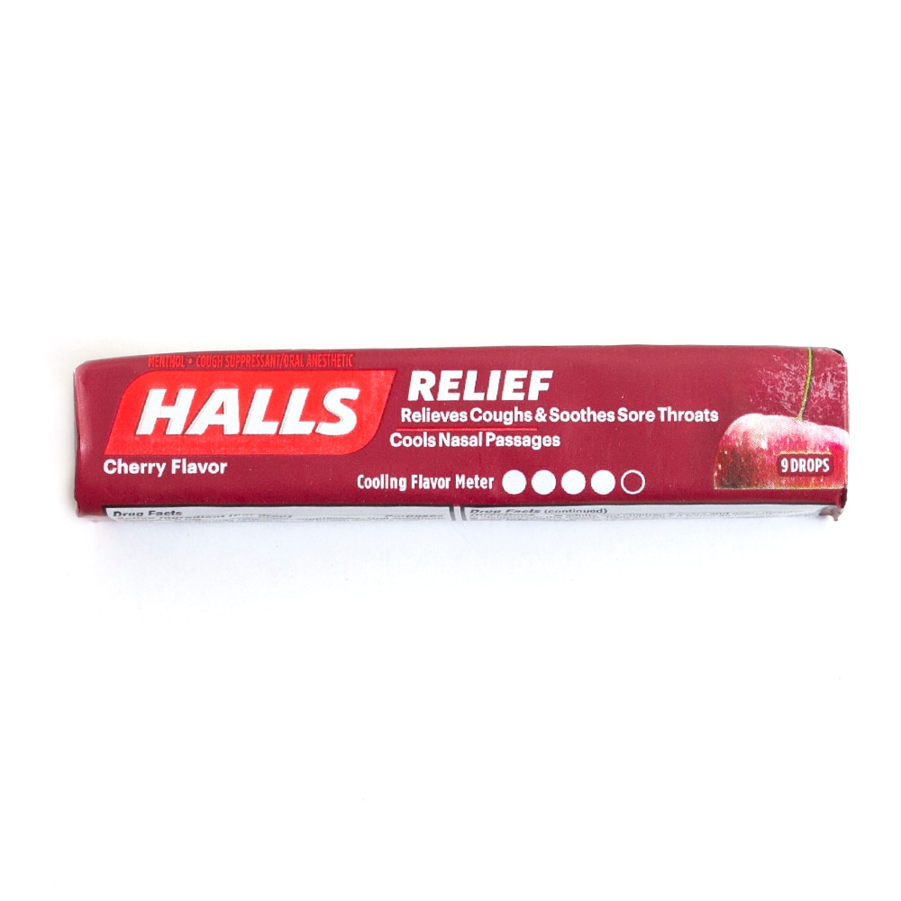 Halls, Cherry, Cough Suppressant, Oral Analeptic, 9 drops